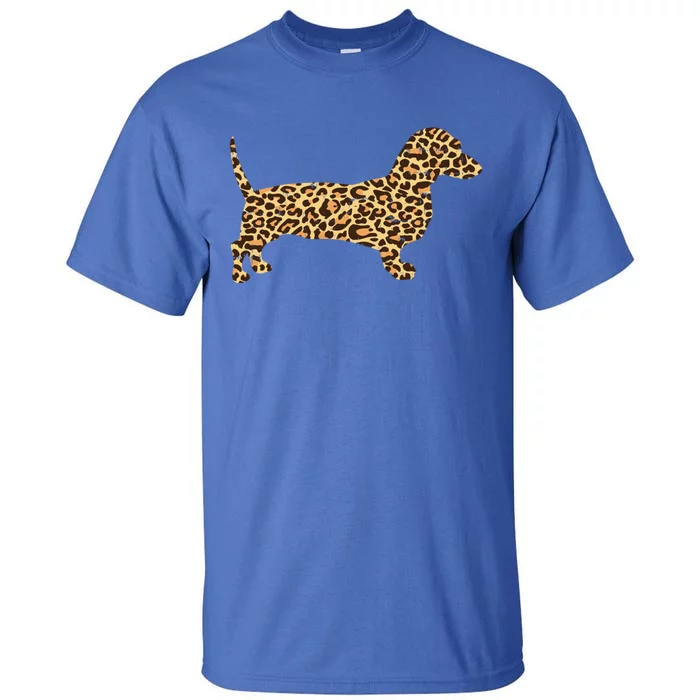 Leopard Print Dachshund Weiner Sausage Dog Girls Gift Tall T-Shirt