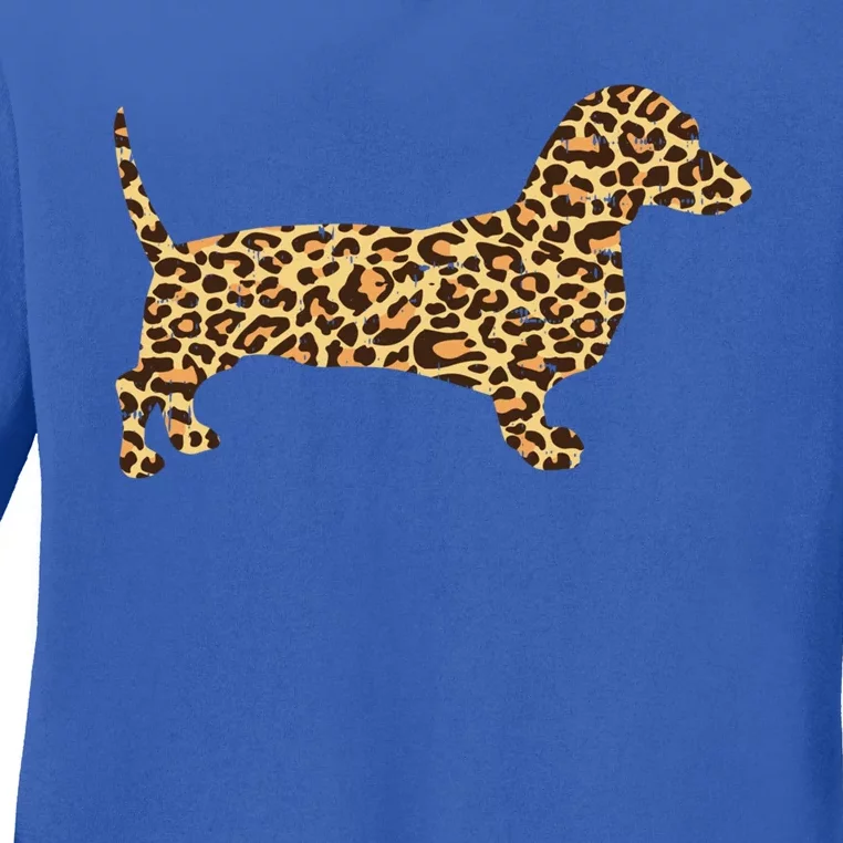 Leopard Print Dachshund Weiner Sausage Dog Girls Gift Ladies Long Sleeve Shirt