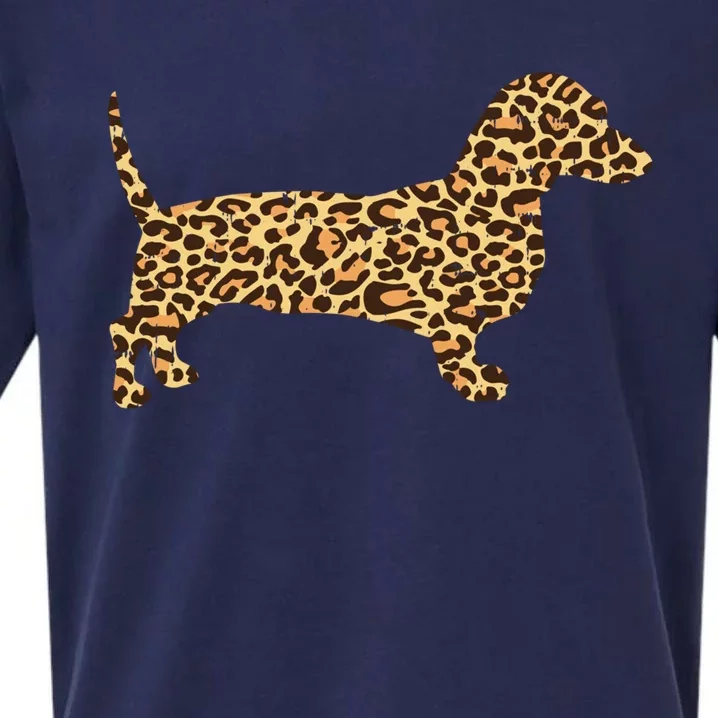 Leopard Print Dachshund Weiner Sausage Dog Girls Gift Sueded Cloud Jersey T-Shirt