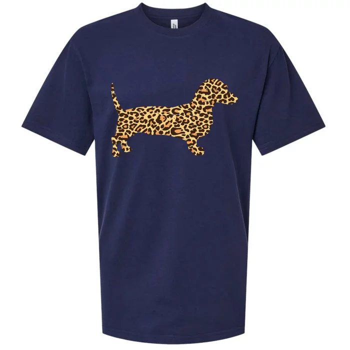 Leopard Print Dachshund Weiner Sausage Dog Girls Gift Sueded Cloud Jersey T-Shirt