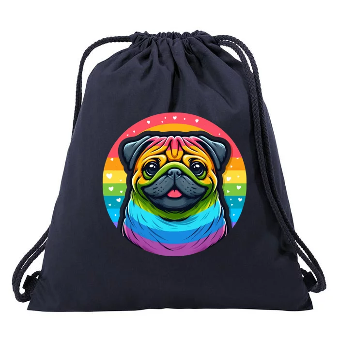 Lgbtq+ Pug Dog Drawstring Bag