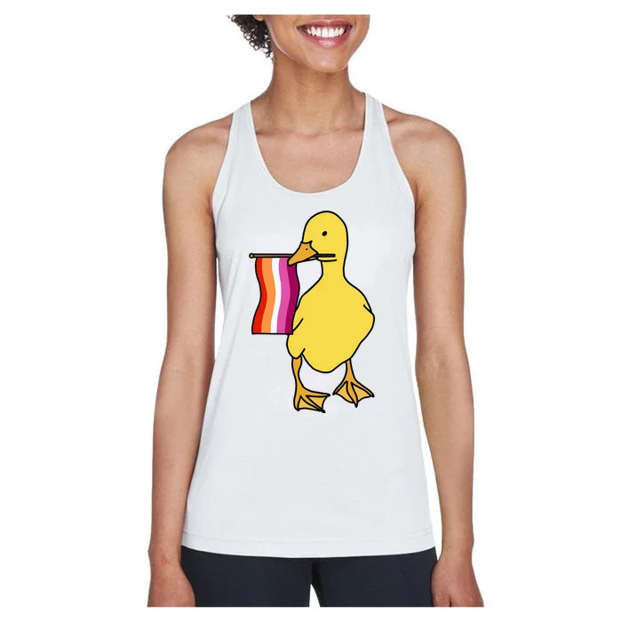 Lesbian Pride Duck Funny Lgbt Pride Women's Racerback Tank