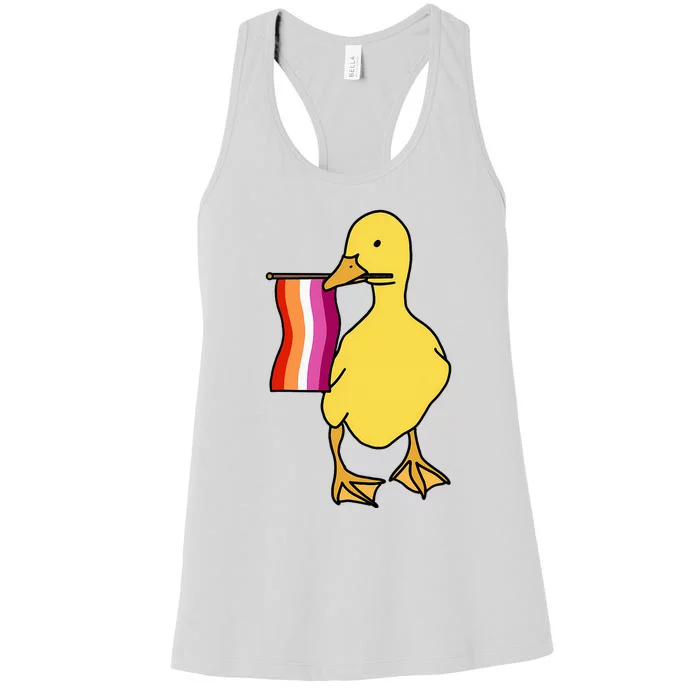 Lesbian Pride Duck Funny Lgbt Pride Women's Racerback Tank