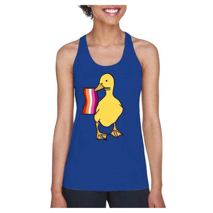 Lesbian Pride Duck Funny Lgbt Pride Women's Racerback Tank