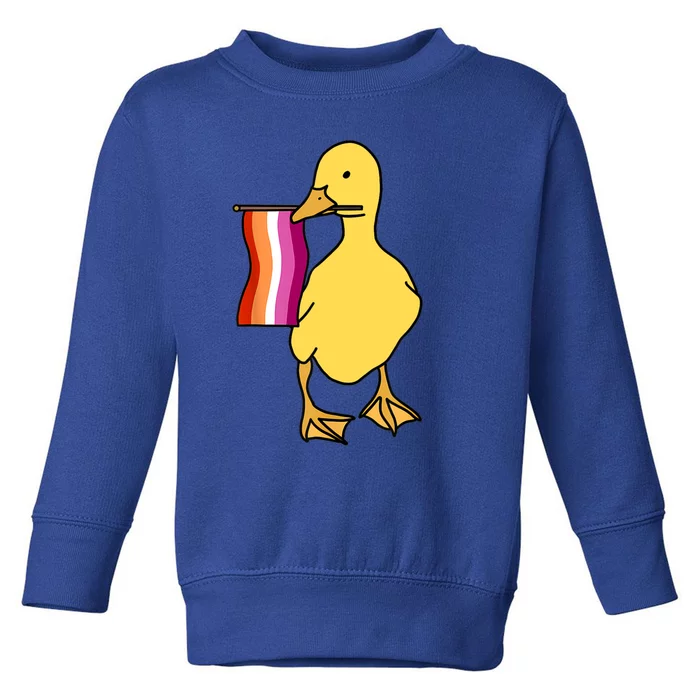 Lesbian Pride Duck Funny Lgbt Pride Toddler Sweatshirt