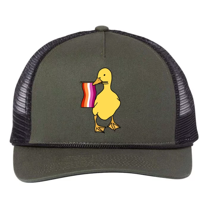 Lesbian Pride Duck Funny Lgbt Pride Retro Rope Trucker Hat Cap