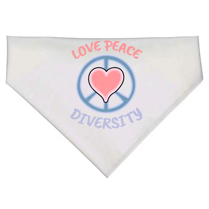 Love Peace Diversity Equality Social Justice Hu Rights Great Gift USA-Made Doggie Bandana