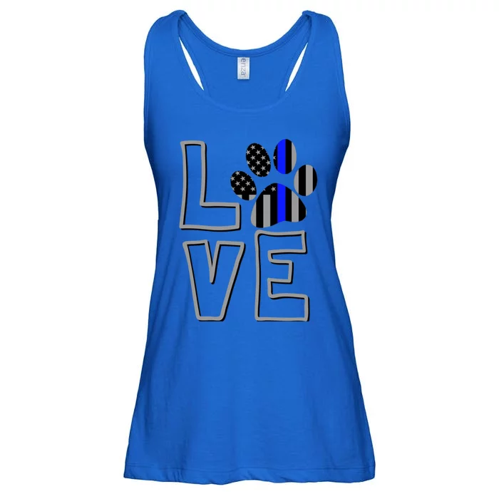 Love Police Dog Paw Print Thin Blue Line K9 Gift Ladies Essential Flowy Tank