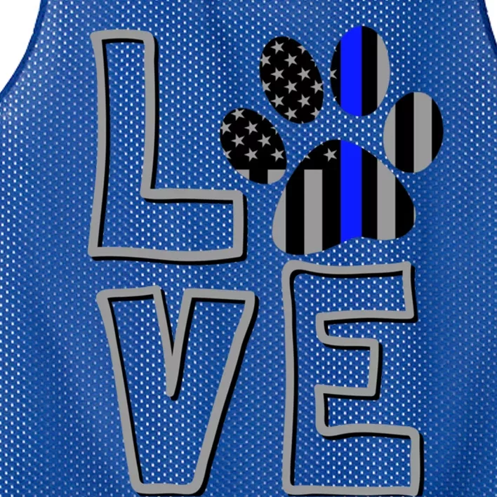 Love Police Dog Paw Print Thin Blue Line K9 Gift Mesh Reversible Basketball Jersey Tank