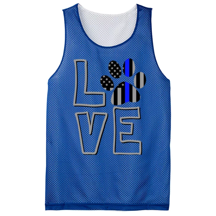 Love Police Dog Paw Print Thin Blue Line K9 Gift Mesh Reversible Basketball Jersey Tank