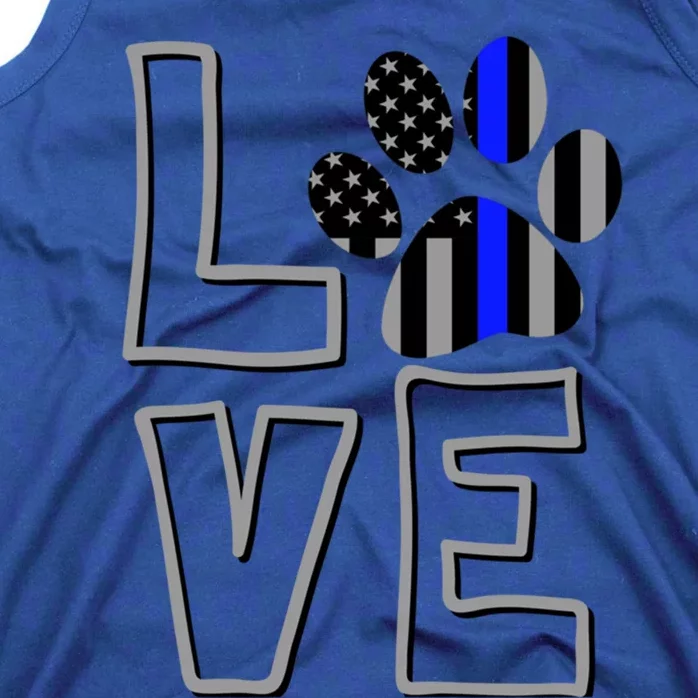 Love Police Dog Paw Print Thin Blue Line K9 Gift Tank Top