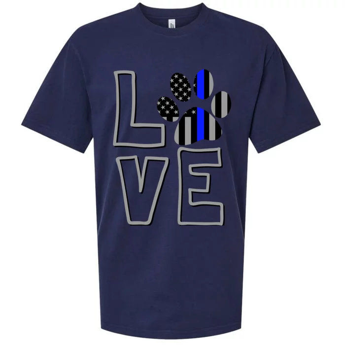 Love Police Dog Paw Print Thin Blue Line K9 Gift Sueded Cloud Jersey T-Shirt