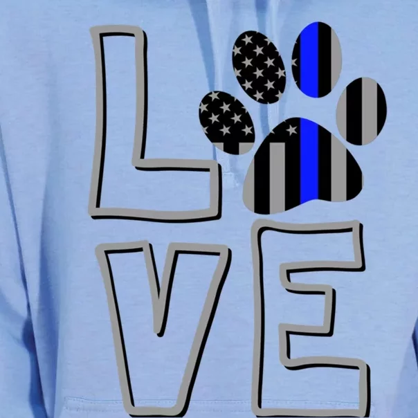 Love Police Dog Paw Print Thin Blue Line K9 Gift Unisex Surf Hoodie