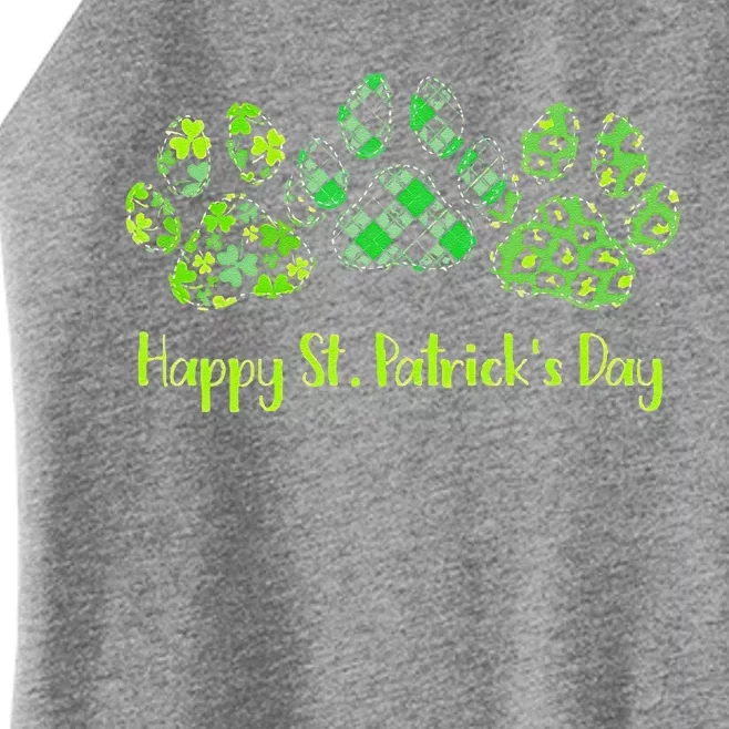 Leopard Printhree Dog Paws Happy Saint Patrick's Day Gift Women’s Perfect Tri Rocker Tank