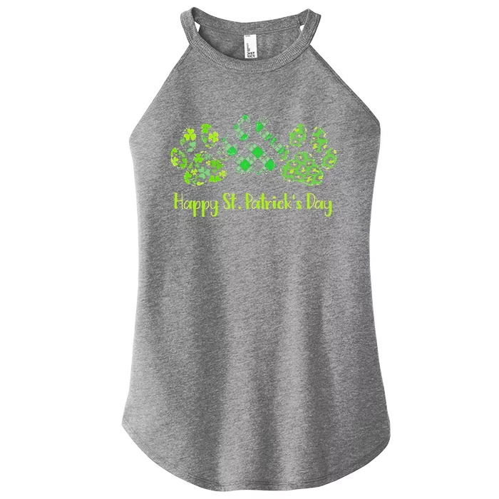 Leopard Printhree Dog Paws Happy Saint Patrick's Day Gift Women’s Perfect Tri Rocker Tank