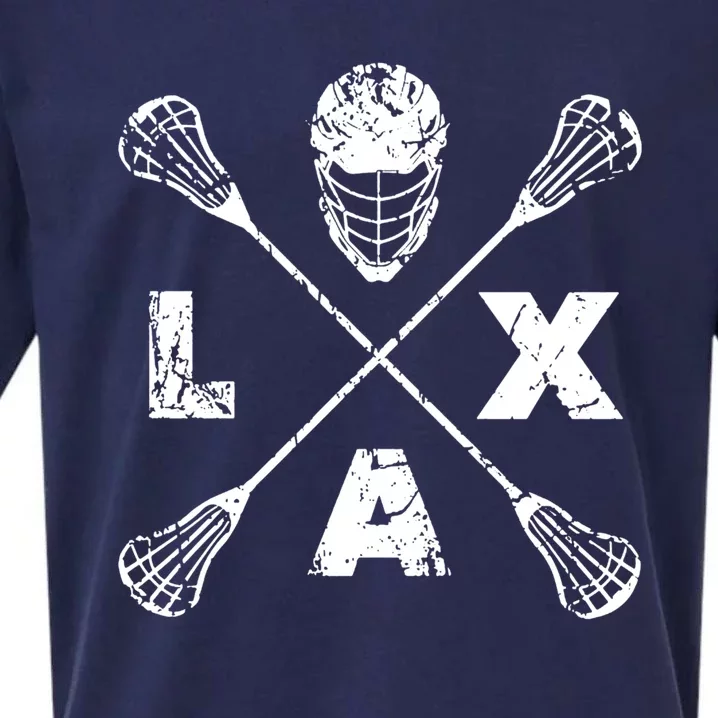 LAX Player Distressed Lacrosse Logo For Lacrosse Lovers Sueded Cloud Jersey T-Shirt