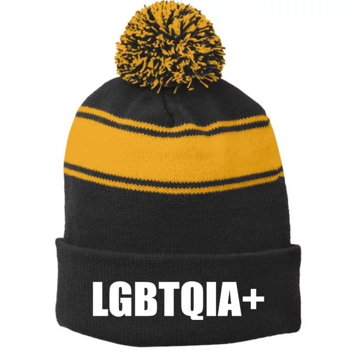 LGBBTQIA+ Plus Equality Funny LGBTQIA Stripe Pom Pom Beanie