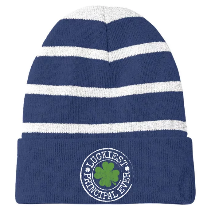 Luckiest Principal Ever Lucky Teacher St PatrickS Day Striped Beanie with Solid Band