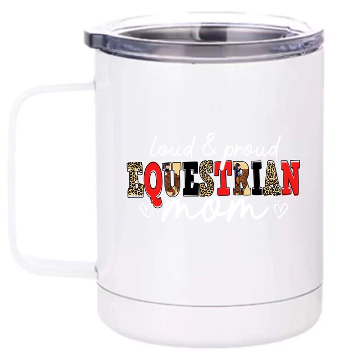 Loud Proud Equestrian Mom Leopard Mama Mommy Mother's Day Gift Front & Back 12oz Stainless Steel Tumbler Cup