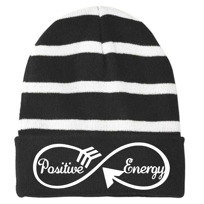 Loveely Positive Energy Motivation Striped Beanie with Solid Band