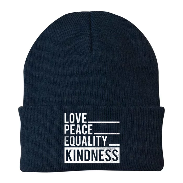 Love Peace Equality Kindness Motivational Gift Knit Cap Winter Beanie