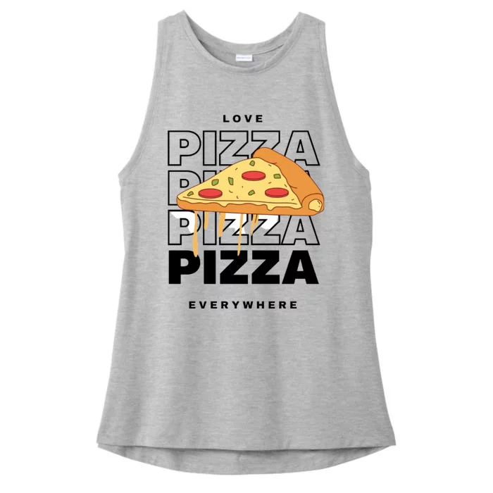 Love Pizza Everywhere Ladies Tri-Blend Wicking Tank