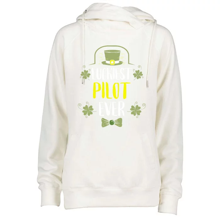 Luckiest Pilot Ever St Patricks Day Pilots Gift Womens Funnel Neck Pullover Hood