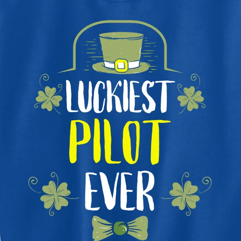 Luckiest Pilot Ever St Patricks Day Pilots Gift Kids Sweatshirt