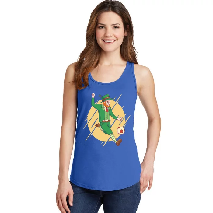 Leprechaun Playing Football St Patrick's Day Holiday Sport Gift Ladies Essential Tank