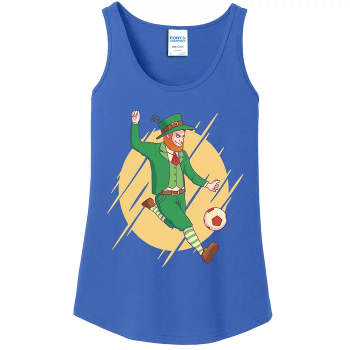 Leprechaun Playing Football St Patrick's Day Holiday Sport Gift Ladies Essential Tank