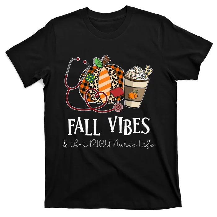 Leopard Pumpkin Fall Vibes for PICU Nurses T-Shirt