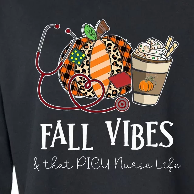 Leopard Pumpkin Fall Vibes for PICU Nurses Cropped Pullover Crew