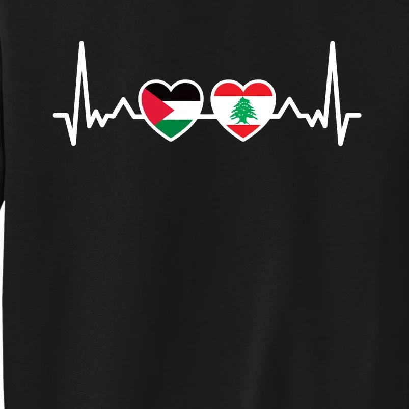 Lebanon Palestine Flag Lebanese Palestinian Unity Heartbeat Sweatshirt