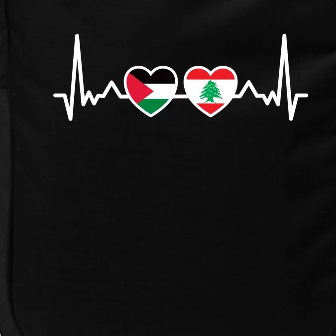 Lebanon Palestine Flag Lebanese Palestinian Unity Heartbeat Impact Tech Backpack