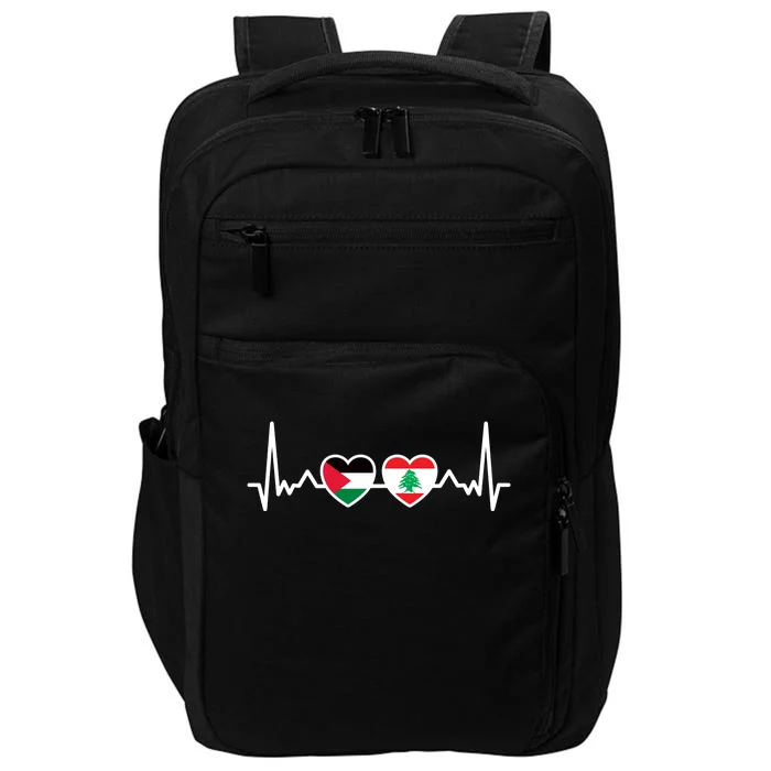 Lebanon Palestine Flag Lebanese Palestinian Unity Heartbeat Impact Tech Backpack