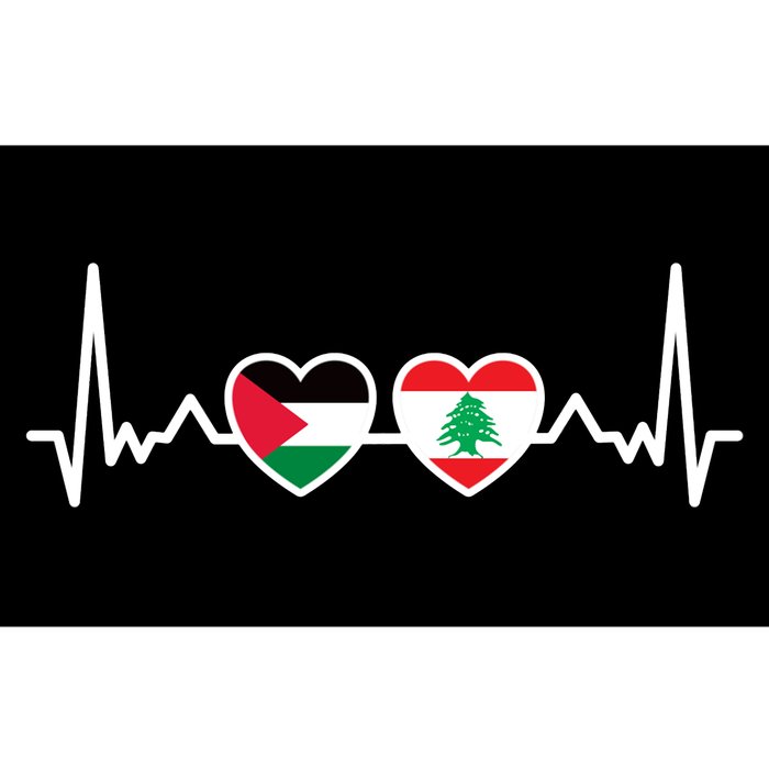 Lebanon Palestine Flag Lebanese Palestinian Unity Heartbeat Bumper Sticker