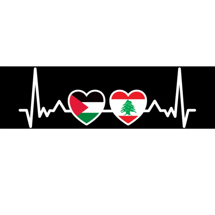 Lebanon Palestine Flag Lebanese Palestinian Unity Heartbeat Bumper Sticker