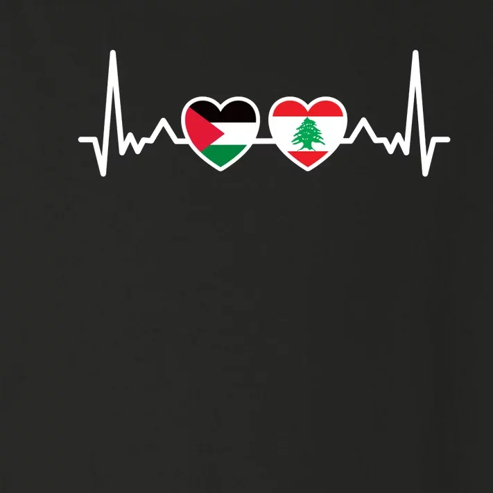 Lebanon Palestine Flag Lebanese Palestinian Unity Heartbeat Toddler Long Sleeve Shirt