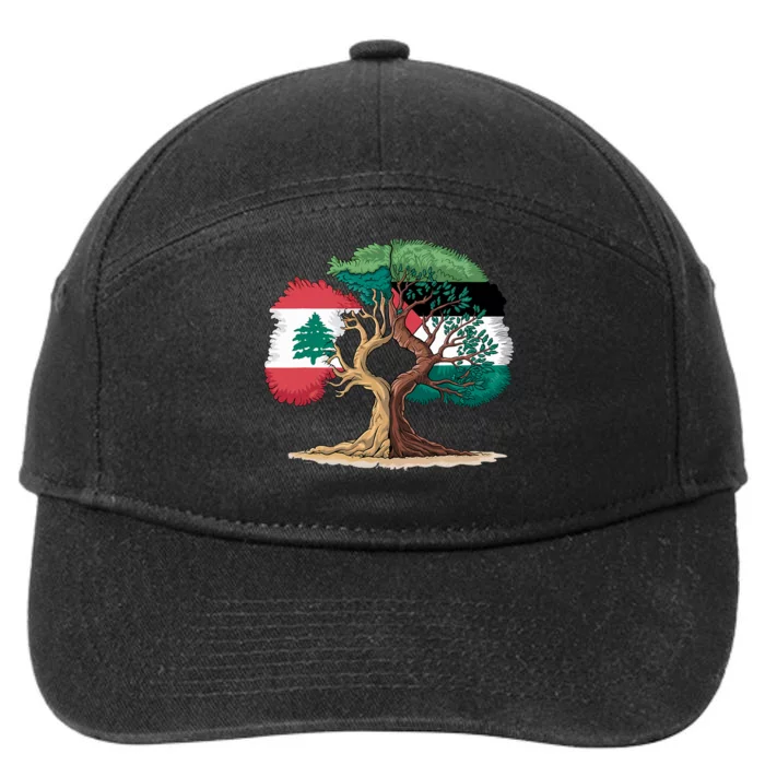 Lebanon Palestine Flag Lebanese Palestinian United 7-Panel Snapback Hat