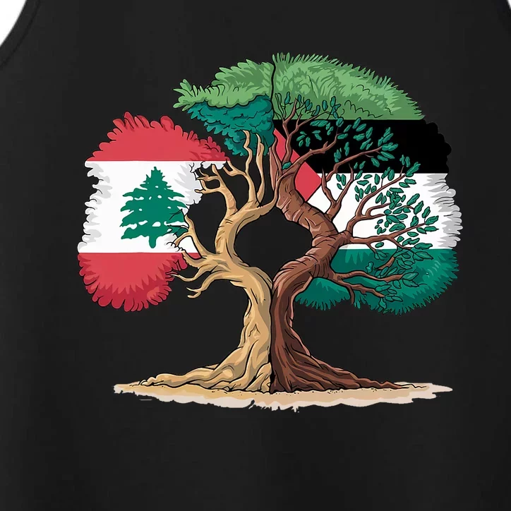 Lebanon Palestine Flag Lebanese Palestinian United Performance Tank