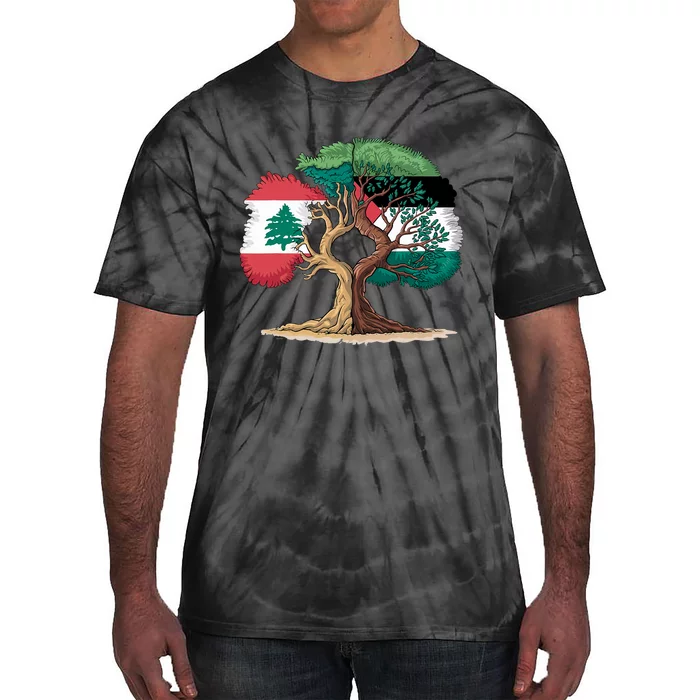 Lebanon Palestine Flag Lebanese Palestinian United Tie-Dye T-Shirt