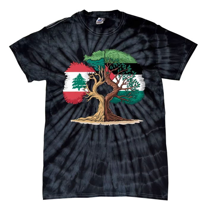 Lebanon Palestine Flag Lebanese Palestinian United Tie-Dye T-Shirt