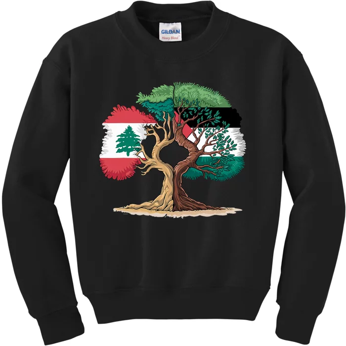 Lebanon Palestine Flag Lebanese Palestinian United Kids Sweatshirt