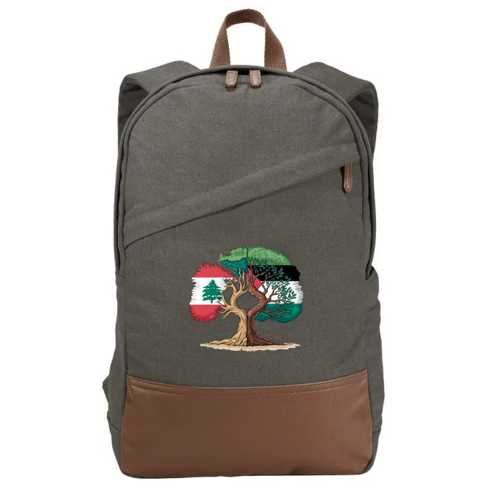 Lebanon Palestine Flag Lebanese Palestinian United Cotton Canvas Backpack