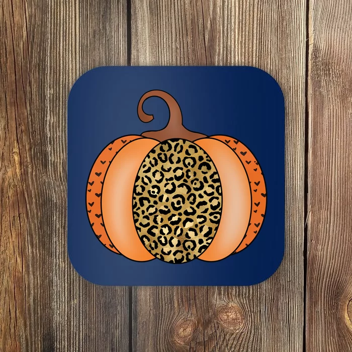 Leopard Pumpkin Fall Holiday Coaster