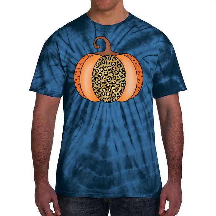 Leopard Pumpkin Fall Holiday Tie-Dye T-Shirt