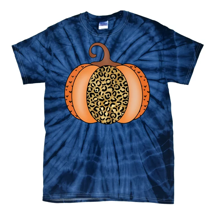 Leopard Pumpkin Fall Holiday Tie-Dye T-Shirt