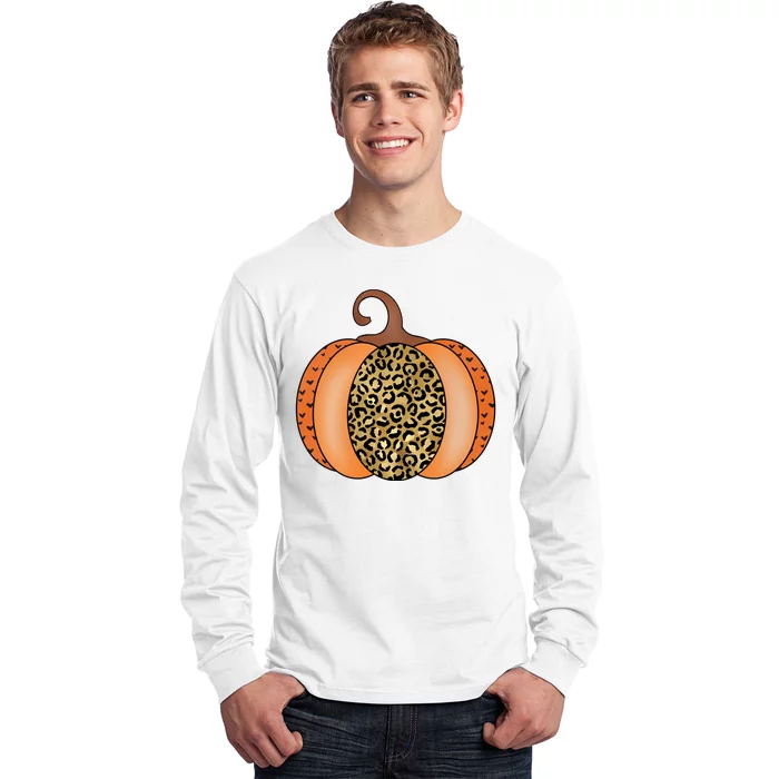 Leopard Pumpkin Fall Holiday Long Sleeve Shirt