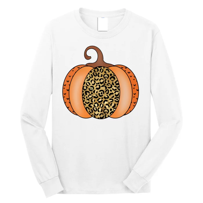 Leopard Pumpkin Fall Holiday Long Sleeve Shirt