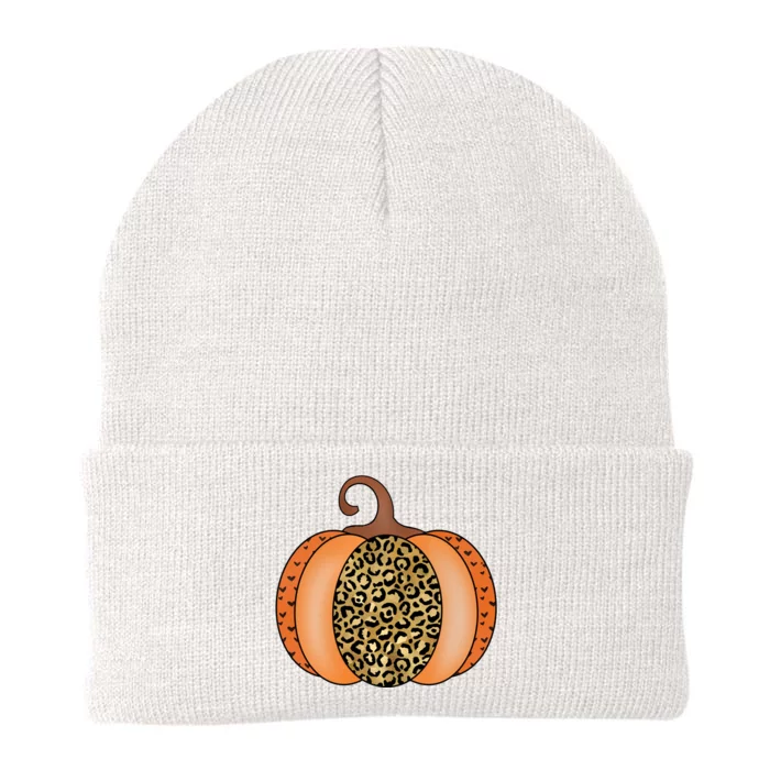 Leopard Pumpkin Fall Holiday Knit Cap Winter Beanie